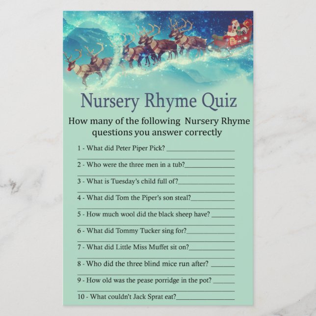 Santa Sleigh jul Nursery Rhyme Quiz (Framsida)