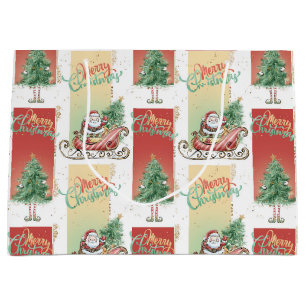 Santa Sleigh Julgran Gift Bag