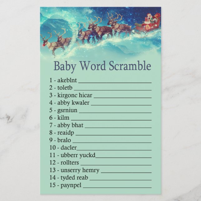 Santa Sleigh-jullen Baby ord (Framsida)