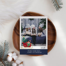 Santa Sleigh lägg till din egen fotojul Julkort