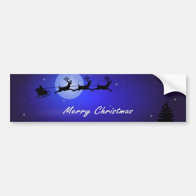 Santa Sleigh Måne God jul Bildekal (Framsidan)