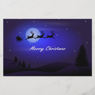 Santa Sleigh Måne God jul Brevpapper