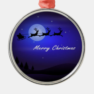 Santa Sleigh Måne God jul Julgransprydnad Metall