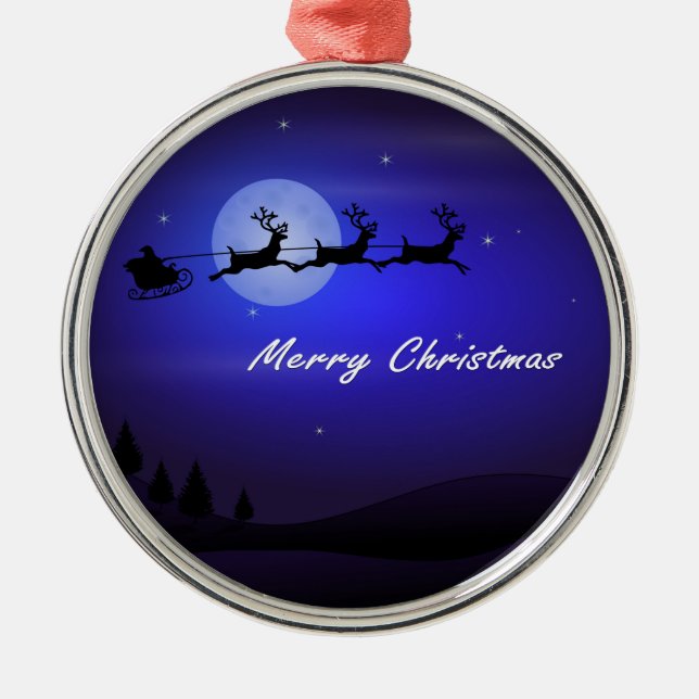 Santa Sleigh Måne God jul Julgransprydnad Metall (Framsidan)