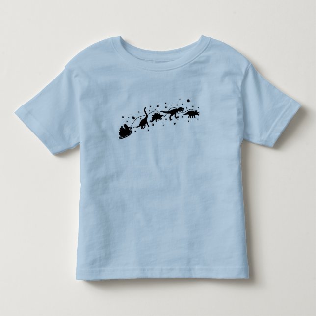 Santa Sleigh med Dinosaurs T Shirt (Framsida)