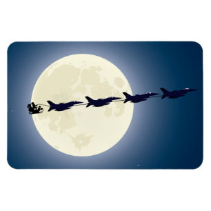 Santa, Sleigh och F-16 Jet Militär jul Magnet