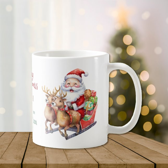 Santa Sleigh och Reindeer Kids Kaffemugg (Skapare uppladdad)