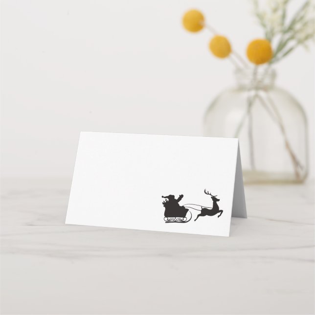 Santa Sleigh och renar Placeringskort (Framsida)