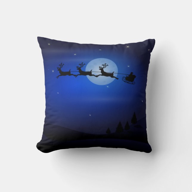 Santa Sleigh och renflyg Kudde (Framsida)