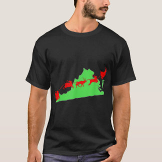 Santa Sleigh Över Virginia-julstaten Silhoue T Shirt