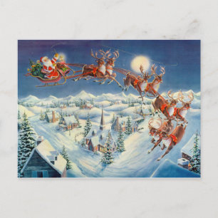 SANTA, SLEIGH & REINDEER AV SHARON SHARPE HELG VYKORT