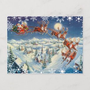 SANTA, SLEIGH & REINDEER AV SHARON SHARPE HELG VYKORT