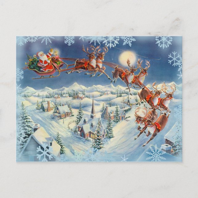 SANTA, SLEIGH & REINDEER AV SHARON SHARPE HELG VYKORT (Framsida)