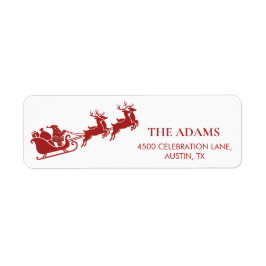 Santa Sleigh & Reindeer Christmas Return Address  Returadress Etikett