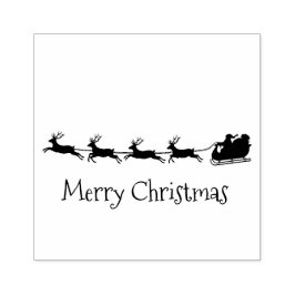 Santa Sleigh Reindeer jul Wooden Art Frimärke Stämpel