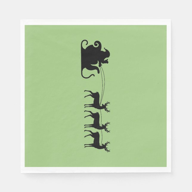 Santa sleigh reindeer pappersservett (Framsidan)