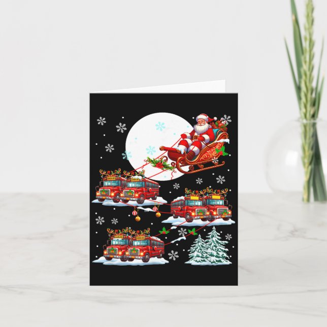 Santa Sleigh Reindeer School Buses Matching Driver Kort (Framsida)