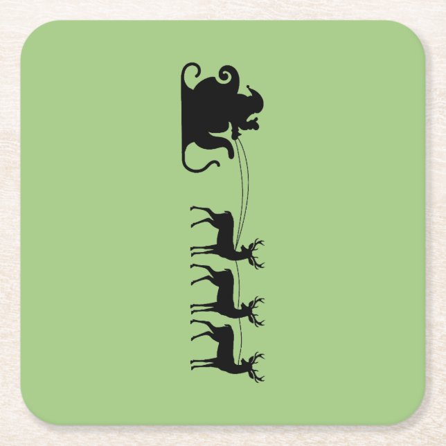 Santa sleigh reindeer underlägg papper kvadrat (Framsidan)