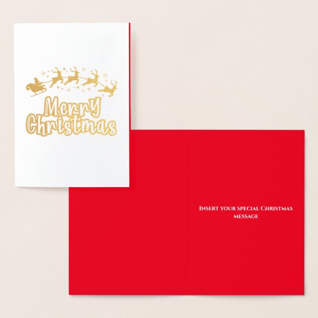 Santa sleigh renar god jul DIY-meddelande Folierat Kort (Display)