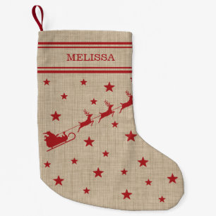 Santa Sleigh, renar och texttjulig jul Liten Julstrumpa