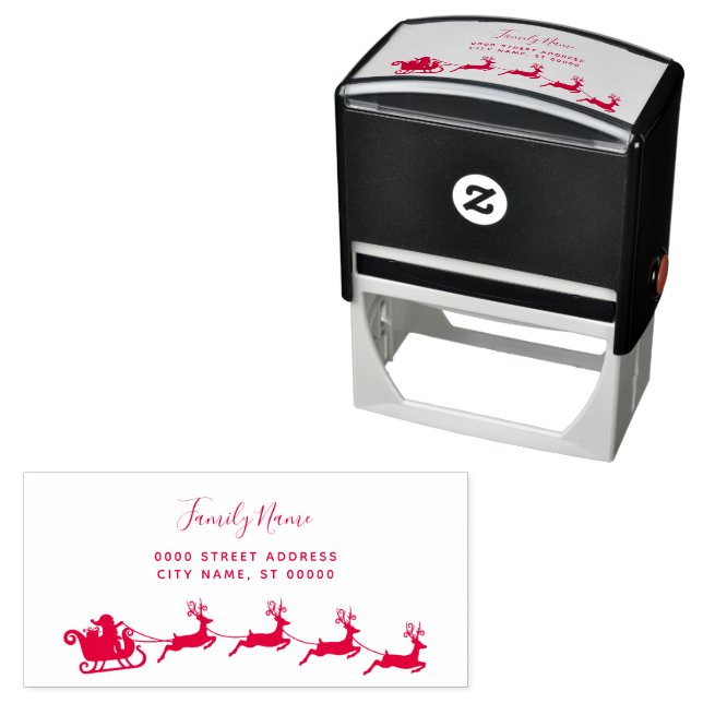 Santa Sleigh Return Address Self-inking Stamp Självfärgande Stämpel (In Situ)