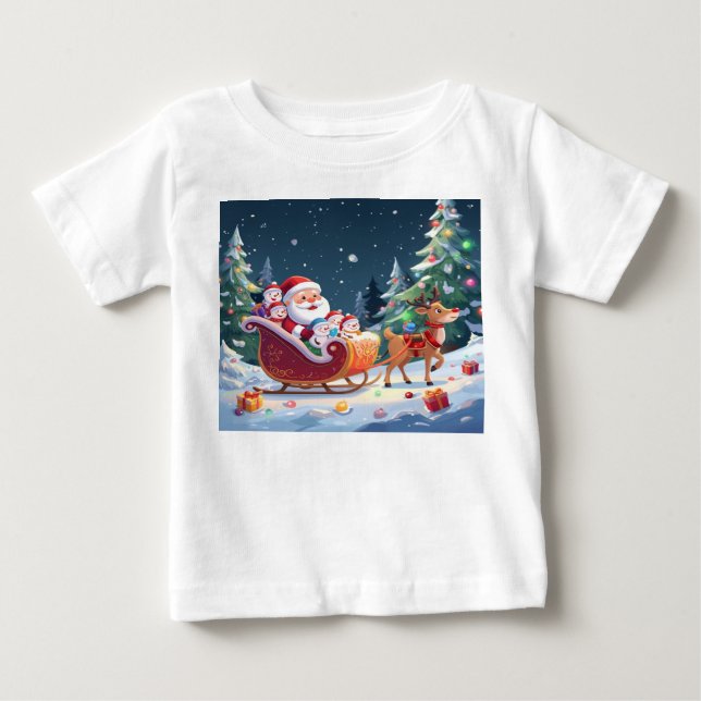 Santa Sleigh Ride Christmas Adventure T Shirt (Framsida)