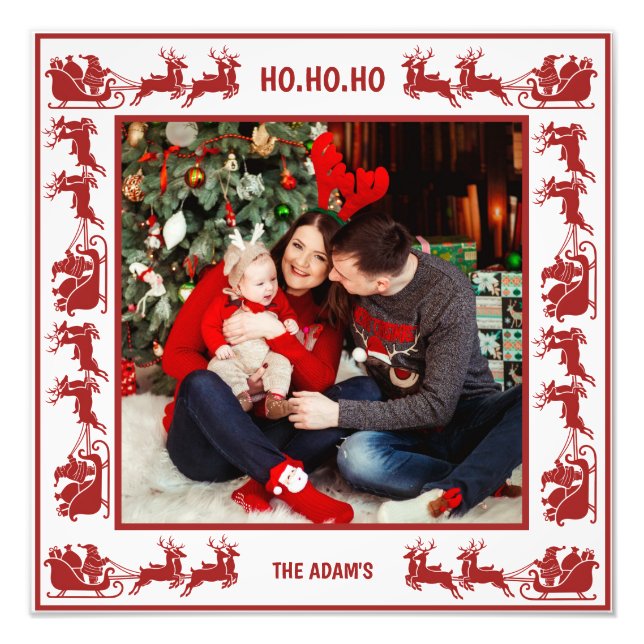  Santa Sleigh Ride Christmas Photo Frame Fototryck (Framsidan)