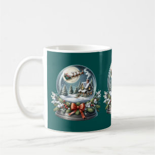 Santa Sleigh Ride i Snö Globe Wonderland Kaffemugg