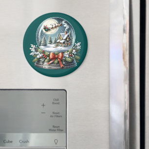 Santa Sleigh Ride i Snö Globe Wonderland Magnet