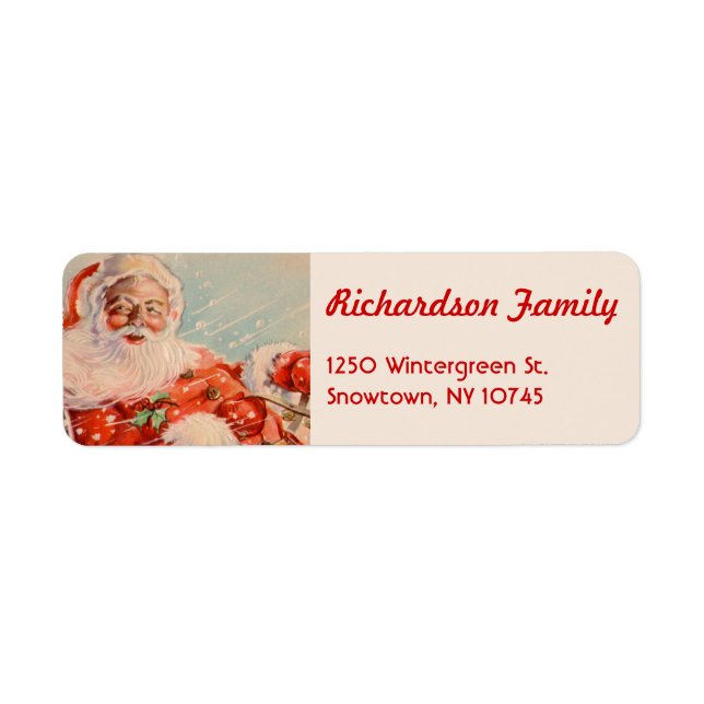 Santa Sleigh Ride Returetiketters Returadress Etikett (Framsidan)