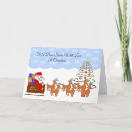 Santa Sleigh Sister jul Helgkort