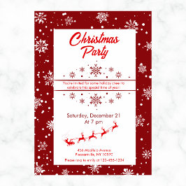 Santa Sleigh & Snöflingor jul Party Inbjudningar
