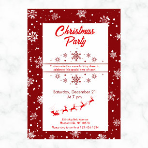 Santa Sleigh & Snöflingor jul Party Inbjudningar