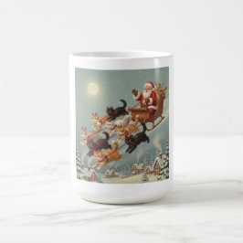 Santa Sleigh with Flying Cats Coffee Mug Kaffemugg