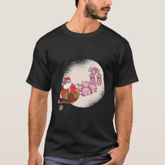 Santa Sleigh With Flying Pigs And T Shirt