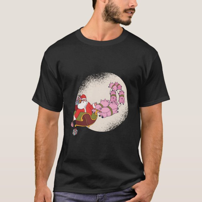 Santa Sleigh With Flying Pigs And T Shirt (Framsida)
