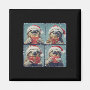 Santa Sloth Animal Photography Sloth jul Magnet