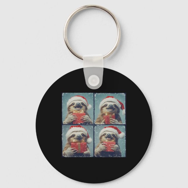 Santa Sloth Animal Photography Sloth jul Nyckelring (Framsida)