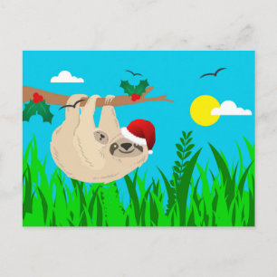 Santa sloth helg vykort