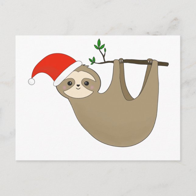Santa sloth helg vykort (Framsida)