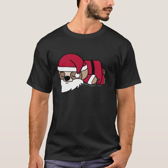 Santa Sloth i Julafton Kväll T Shirt (Framsida)