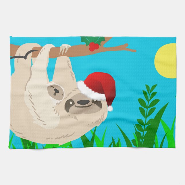 Santa sloth kökshandduk (Horisontell)