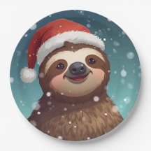 Santa Sloth, Paper Plates