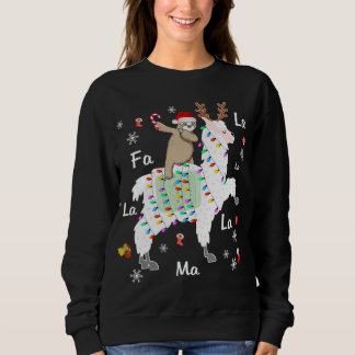 Santa Sloth Riding Llama Reindeer jul T Shirt