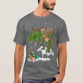 Santa Sloth Riding TRe Reindeer Julafton Light Äls T Shirt