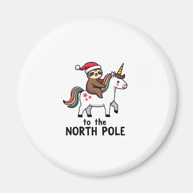 Santa Sloth Riding Unicorn Funny Girl Christmas T- Magnet (Framsidan)