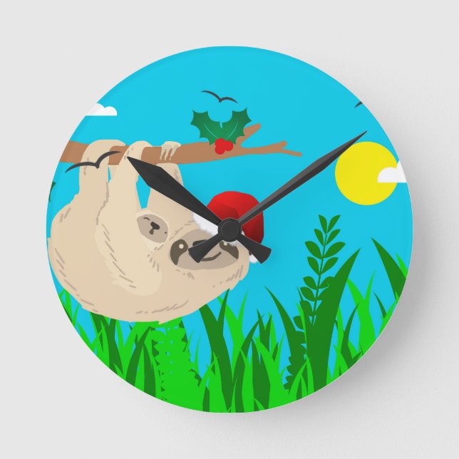 Santa sloth rund klocka (Framsida)