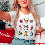 Santa Smile jul T-Shirt<br><div class="desc">Helgdag Icons Collage T-Shirt, Helgdag Icons jul T-Shirt, Festive jul Collage Shirt, Roligt Helgdag Apparel, julsymboldesign. Ta med alla dina helgdag tillsammans! Den här t-shirt-skjortan har en glad kollage av julikoner, från Santa och renar till disco bollar, perfekt för alla som kärlek sprider festlig glädje i stil. 𝐓 𝐡 𝐞...</div>