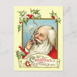 Santa Smoking a Pipe Helg Vykort