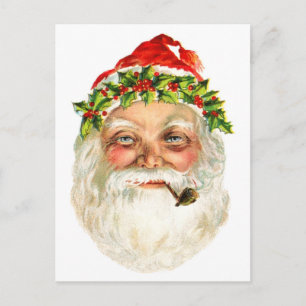Santa Smoking A Pipe Helg Vykort